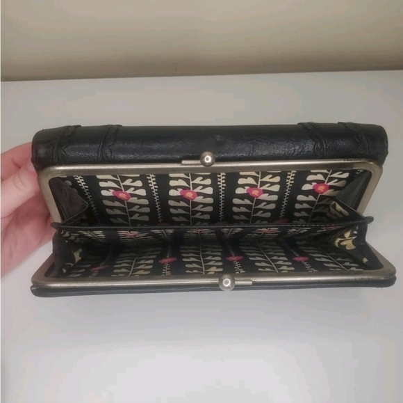 ANNA SUI Rose Cluth Wallet Genuine Cowhide Leather Rhinestone Bill Fold Japan - Picture 11 of 14